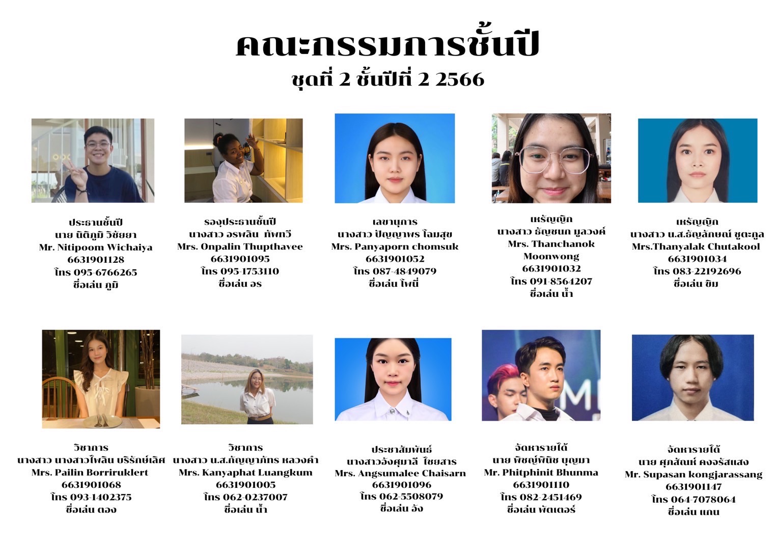 Announcement of the 2nd Year Committee, School of Nursing, Mae Fah Luang University for the Academic Year 2024. ประกาศทำเนียบคณะกรรมการชั้นปีที่ 2 สำนักวิชาพยาบาลศาสตร์ มหาวิทยาลัยแม่ฟ้า่หลวง ประจำปีการศึกษา 2567 