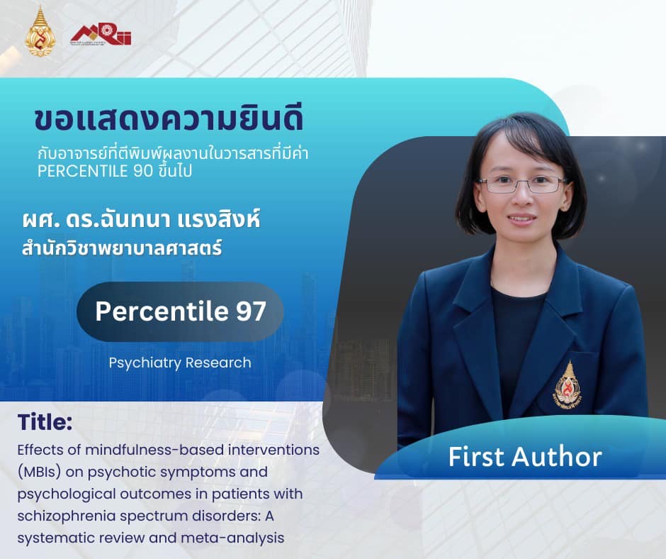 Congratulations to the researchers from Mae Fah Luang University for their world-class research work, which has been ranked in Q1 on Scopus